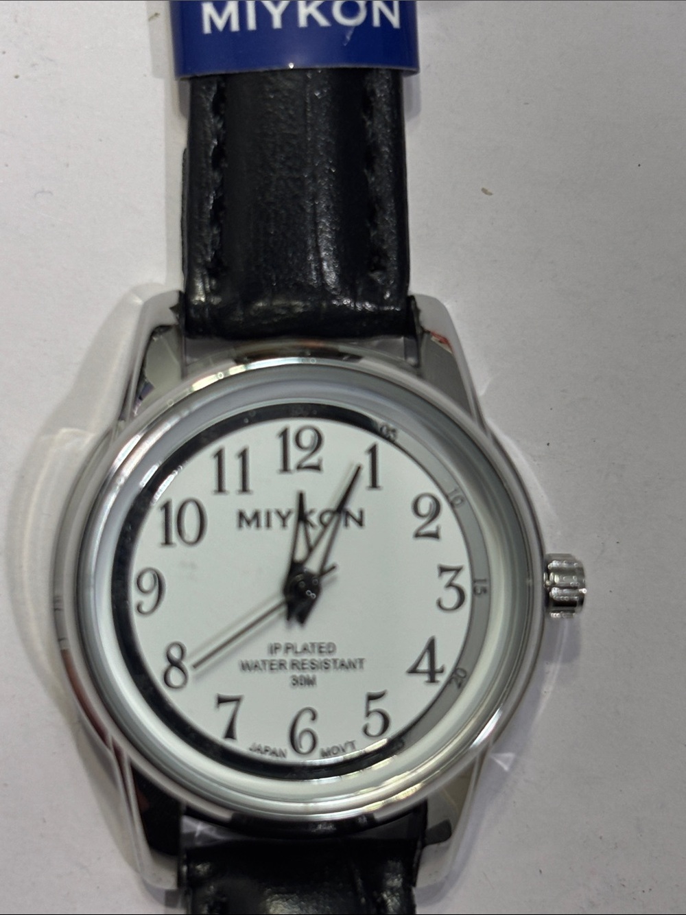 Classic Silver Case Smartwatch with White Dial and Black Strap